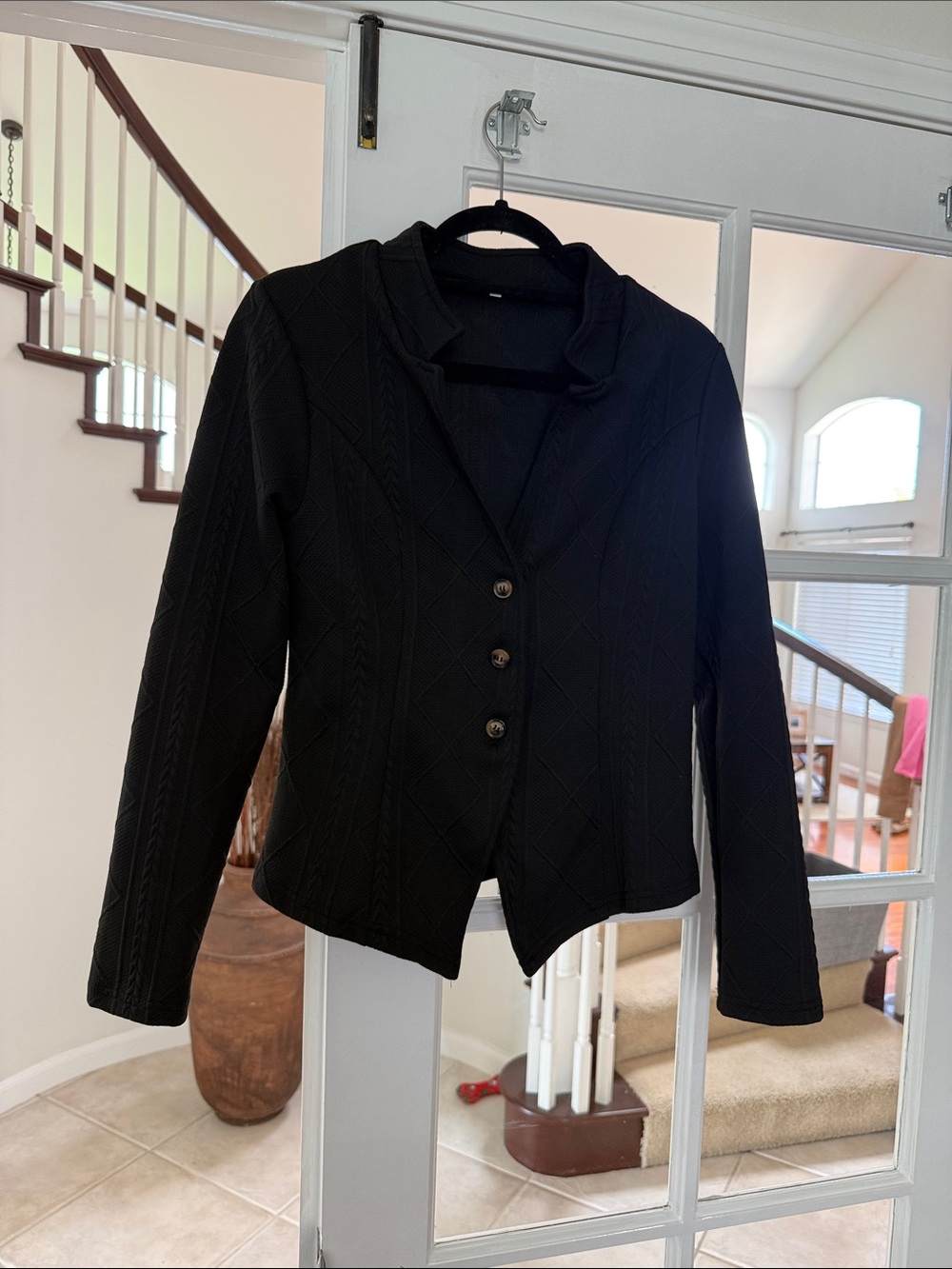 NWOT Size Small Black Women's Textured Button Jacket w/Stretch